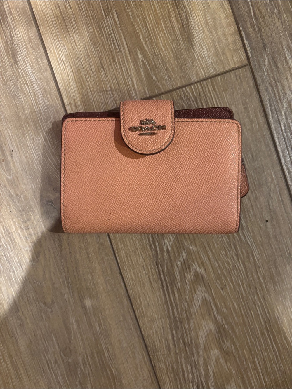 Coach Peach Compact Leather Wallet - Coach